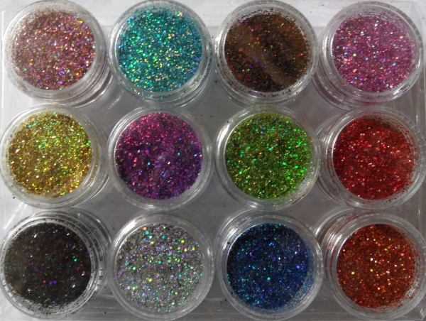 12 Farben Glitter Puder-Set für Nailart Design**NR. 14